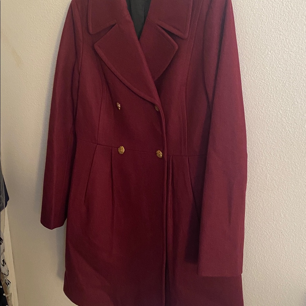 JCREW Double Breast Elegant Maroon Pea Coat - Picture 3 of 6